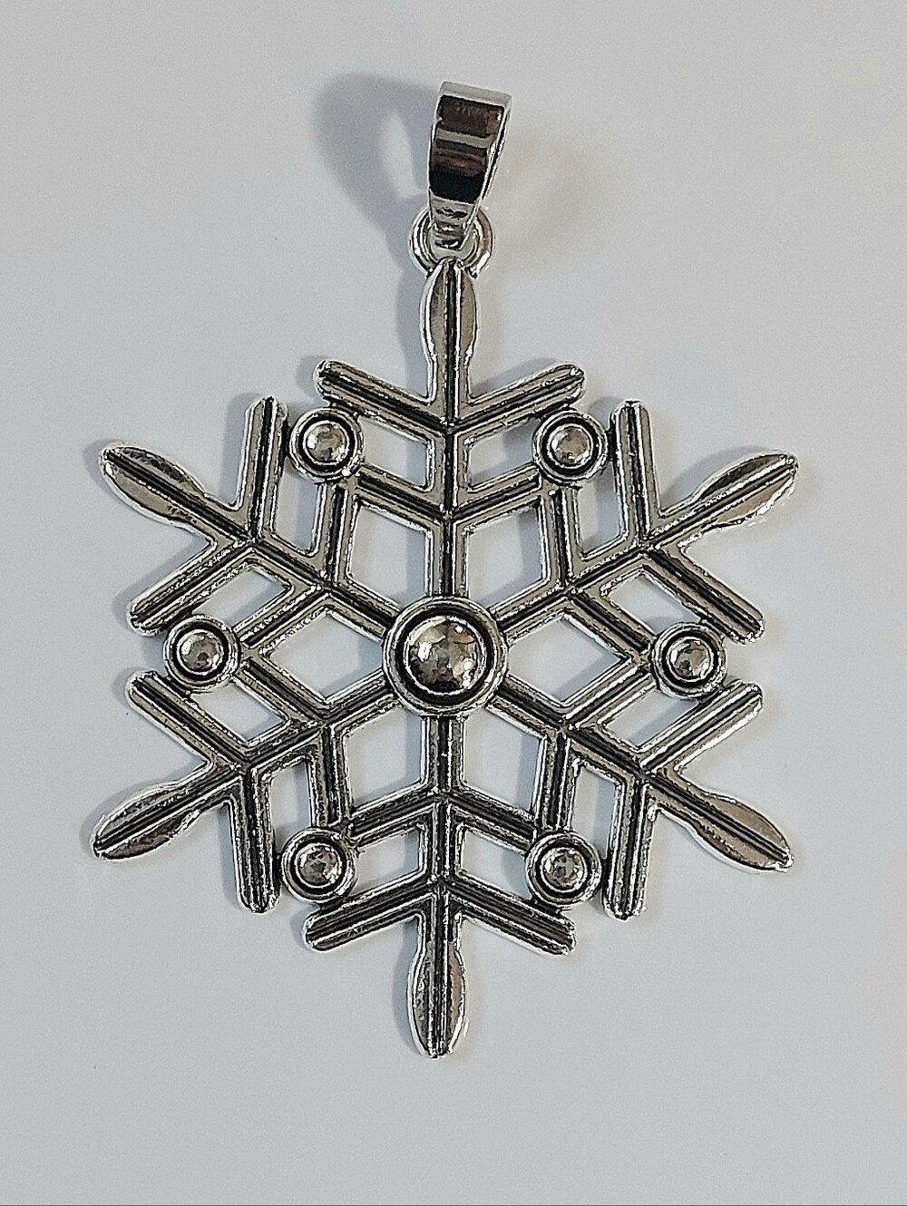 Silver Snowflake Necklace Pendant - Elegant Winter Jewelry